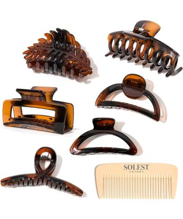 Brown Hair Claw Clips Set - 6 Trendy Mixed Design Hair Clips for Thick Thin Long Hair - Buy Online on GoSupps.com