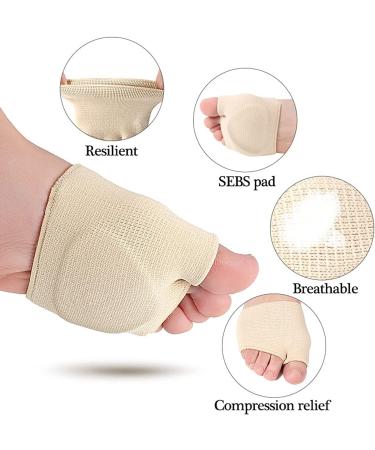 Fabric Metatarsal Pads + Gel Cushions for Pain Relief - 3 Pairs (L: 1 Black, 2 Beige) - Buy Online on GoSupps.com