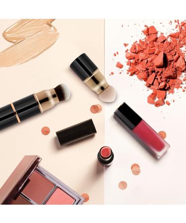 3 in 1 Professional Liquid Foundation Makeup Brush Set - Kabuki Face Blush & Powder Brush with Travel Cap - Perfect for Liquid Cream & Powder Cosmetics - Buy Online on GoSupps.com