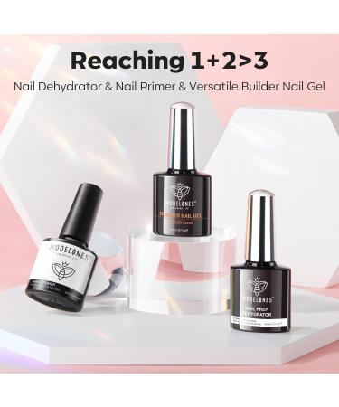 Modelones Pink Builder Gel Set - Professional Nail Primer & Dehydrator for Superior Bonding and Strength - Extension Builder Gel in a Bottle for Nail Hard Gel - Nude Pink Shade - Buy Online on GoSupps.com