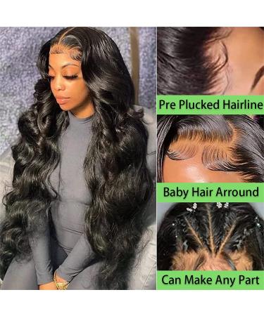 26 Inch Body Wave Lace Front Human Hair Wig | Pre Plucked 180% Density | Black Brazilian Virgin Hair | HD Lace Front | Glueless & Baby Hair | Bleached Knots - Buy Online on GoSupps.com