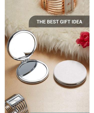 Getinbulk Compact Mirror Set - 12 Pc Round Double-Sided Magnification PU Leather in White 2.8 - Buy Online on GoSupps.com