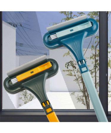 2 in 1 Mesh Cleaner Brush Window Screen Cleaning Brush Multifunctional Screen Brush 2 in 1 Mesh Cleaning Brush Extendable Window Cleaning Tool Wet and Dry Glass Cleaning Brush (Blue)