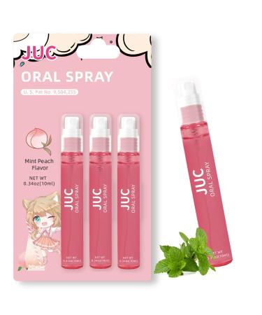 3 Count Mint Breath Spray Mouth Spray Breath Freshener Oral Care for All Ages 0.33OZ (10ML) Mint Peach Flavor Pink