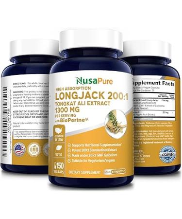 NusaPure Longjack Tongkat Ali 260,000mg - 150 Veggie Caps w/ Bioperine | Non-GMO & Gluten Free - Buy Online on GoSupps.com