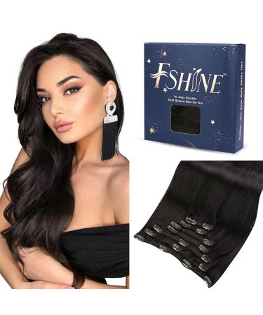 FSHINE REAL HAIR Extensions Clip 30cm 12 inch 50g 7 piece natural black clip in extensions real hair natural hair extension extensions real hair clip in extensions real hair #1b 1.2 clip #1b 30cm