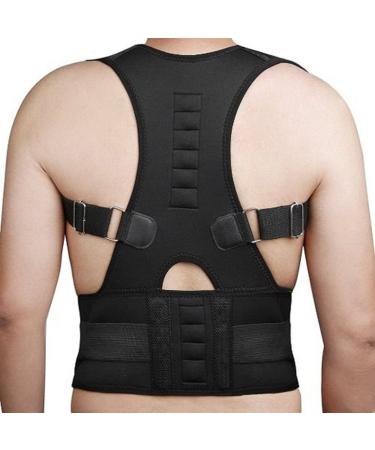FOUMECH Back Brace Posture Corrector for Men and Women-Fully Adjustable Support Brace with 10 Magnets-Improves Posture and Provides Lumbar Support-For Lower and Upper Back Pain (Black XX-Large)