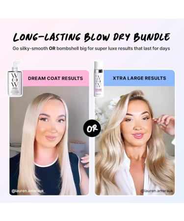 COLOR WOW Long-Lasting Blow Dry Bundle Blowouts that last for days Go big with Xtra Large Volumizer and go frizz-free with Dream Coat anti-frizz spray heat protection. - Buy Online on GoSupps.com