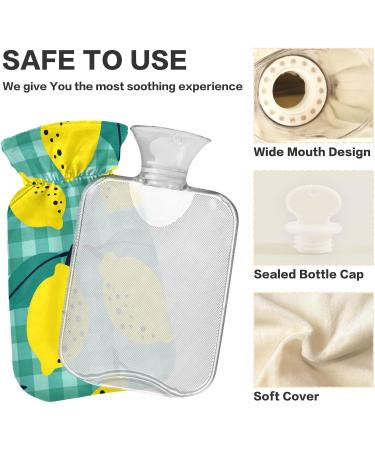 NAANLE Lemon Pattern Hot Water Bottle - 1L Transparent Design for Pain Relief & Bed Warmer | Handheld Heat & Cold Therapy - Buy Online on GoSupps.com