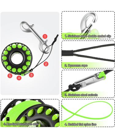 Aluminum Alloy Scuba Diving Reel with 30m High Visibility Line - Ideal for Wreck Cave Exploration | Fluorescent Green - Buy Online on GoSupps.com