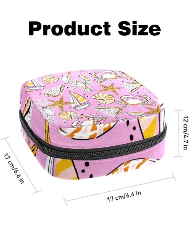 Starfish Seashell Pattern Menstrual Cup & Pad Storage Pouch - Portable Feminine Hygiene Bag (Color 3) - Buy Online on GoSupps.com