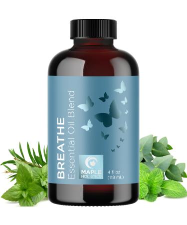 Breathe Essential Oil for Diffuser - Invigorating and Refreshing Breathe Essential Oil Blend with Eucalyptus Peppermint Tea Tree and Mint for Diffusers for Home and Shower Aromatherapy (4 Fl Oz)