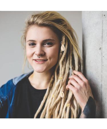 KALLORY 21 Pieces Dreadlock Jewelry Alloy Hair Braid Charms Hair Rings Shell Jewels Hair Decoration for Braiding Hair - Buy Online on GoSupps.com