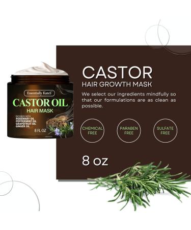 Castor Oil Hair Mask 8 Fl Oz | Infused with Rosemary Peppermint Grapefruit & Ginger | Fuller Thicker Hair | Long-Lasting Immediate Results - Buy Online on GoSupps.com