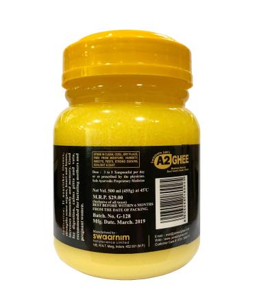 Gir Cow A2 Ghee 16.9oz - Swaarnim Jains Brahma Muhurta Ghee 500ml | Probiotic & Pure | 0% Trans Fat | Grass-Fed & Non-GMO - Buy Online on GoSupps.com