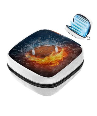 GIAPB Sanitary Napkin Storage Bag Period Bag Tampon Bag Makeup Bag Pad Pouch Football in Fire and Water Color3029