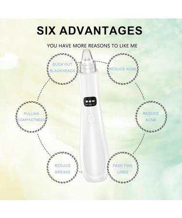 Blackhead Extractor Blackhead Remover Skin Tag Removal Kit with 5 Probes Pore Extractor Portable Pimple Extractor Rechargeable USB Port 3 Speeds Control for Women and Men White - Buy Online on GoSupps.com