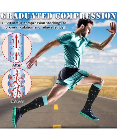 Beister 15-20 mmHg Compression Socks 6 Pairs for Men & Women | Knee High Circulation Support for Running & Sports - Multi-Colour-04 | L-XL - Buy Online on GoSupps.com