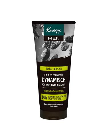 Kneipp MEN Douche de soin 3 en 1 dynamique Avec extraits de f ve tonka et de chia bio Gel douche pour la peau les cheveux et le visage Am liore la sensation de la peau 200 ml