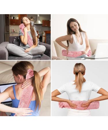 HomeWit Vintage Pink Heat Bottle with Soft Cover - Long 2L Hot Water Bottle for Waist Shoulder & Neck - 73x13cm | Ideal for Pain Relief & Comfort - Buy Online on GoSupps.com