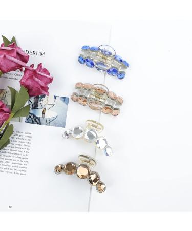4 Pack Octopus Crystal Hair Claw Clips - Clear Gold Blue Brown Glitter Sparkly Fancy Plastic Hair Accessories for Women - Buy Online on GoSupps.com