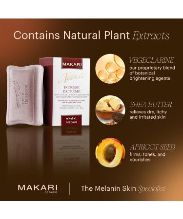 Makari Naturalle Intense Extreme Skin Lightening Soap 7oz. Exfoliating Purifying & Whitening Bar Soap With Shea Butter & SPF 15 Anti-Aging Cleansing Treatment for Dark Spots Acne Scars - Buy Online on GoSupps.com
