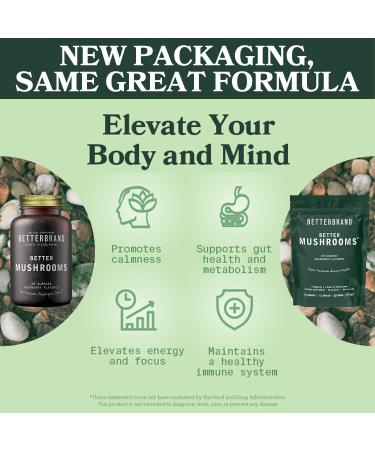 Betterbrand BetterMushrooms Mushroom Gummies for Gut Health, Metabolism, Energy & Focus - Lion's Mane, Cordyceps, Chaga & Maitake - Immune Support (1 Bottle) - Buy Online on GoSupps.com