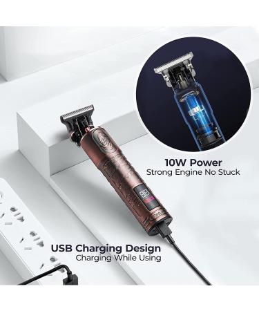 RESUXI Professional Men's Hair Clippers Cordless Zero Gapped Trimmers Pro Li T Blade Trimmer Waterproof Edgers Clippers for Men French Trimmer Detail Beard Shaver LED Display Rose Gold Knight Black - Buy Online on GoSupps.com