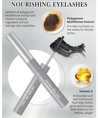 Washable Metal Rod 3D Mascara-1Pcs Waterproof Black Tubing Mascara Volume and Length Long Lasting Smudge-proof Curling Eyelash Iron Brush Wand Mascara Christmas Makeup Gift for Women-01Black 1pcs Black - Buy Online on GoSupps.com