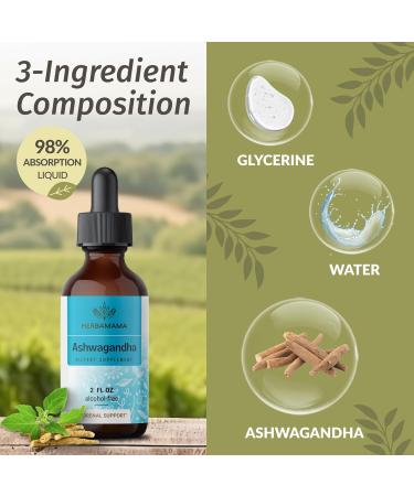HERBAMAMA Herbal Liquid Drops Kit - Bundle of Lion's Mane Drops 4 fl oz & Ashwagandha Root Tincture 2 fl oz - Vegan Non-GMO Sugar & Alcohol-Free - 2 Pack - Buy Online on GoSupps.com