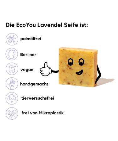 Ecoyou Shaving Soap - Handmade Vegan Body & Shower Soap for Men & Women (90g Lavender) - Palm Oil Free Extensive Shaving Foam - Made in Berlin - Buy Online on GoSupps.com