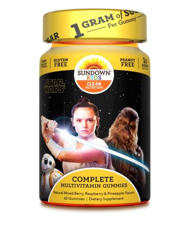 Sundown Naturals Kids Complete Multivitamin Gummies Disney Star Wars Natural Mixed Berry Raspberry & Pineapple Flavors 60 Gummies