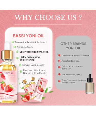 BASSI 2PCS Organic Yoni Oil - Feminine Moisturizer & Deodorant - pH Balance & Odor Elimination with Strawberry Oil - All Natural - Buy Online on GoSupps.com