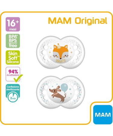 MAM Original Pacifiers Set of 2 Skinsoft Silicone 16+ Months Neutral Colors with Pacifier Box | International Shipping Available - Buy Online on GoSupps.com