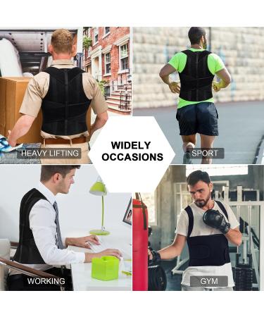 SOLCYSX Back Straightener Posture Corrector for Men | Adjustable Scoliosis Back Brace - Relieve Lower Back, Shoulder, and Neck Pain | Medium Black - Buy Online on GoSupps.com
