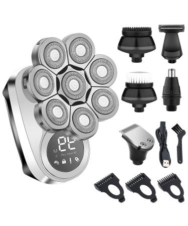 Head Shavers for Bald Men 6 in 1 Mens Bald Head Electric Shaver Wet/Dry LED Display Faster-Charging Cordless Mens Grooming Kit with Nose Hair Trimmer USB 6in1