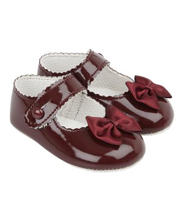 Early Days Baypods Baby Shoes for Girls Soft Soled Pre Walker Shoes Soft Faux Leather Baby Shoes Made in England 2 UK Child Burgundy