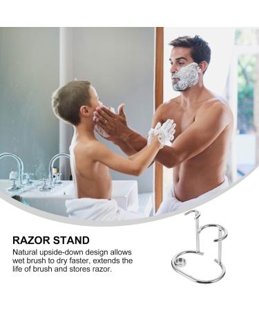 Heallily Razor Holder & Straight Shaver Stand - Steel Shaving Set Organizer for Men | Premium Alloy & Wooden Razor Stand - Buy Online on GoSupps.com