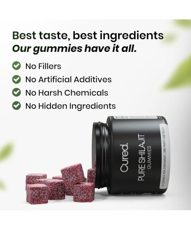 Cured Shilajit Gummies for Men with 85+ Trace Minerals, Fulvic & Humic Acid | Natural Energy, Stamina & Endurance Support | Organic Manuka Honey, Zero Sugar Daily Wellness Supplement Pure Shilajit - Buy Online on GoSupps.com