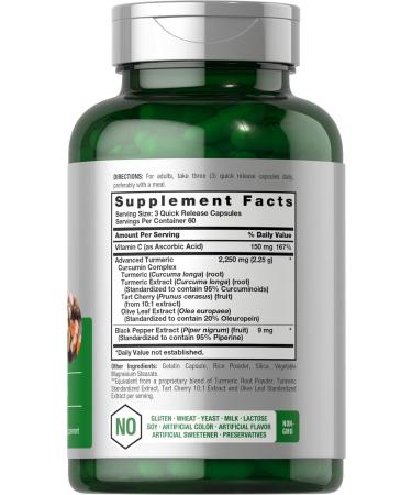 Horb ach Turmeric Curcumin Supplement | 2250mg | 180 Capsules | with Black Pepper & Tart Cherry | Non-GMO & Gluten Free - Buy Online on GoSupps.com