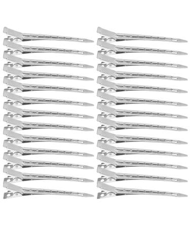 26 pieces deny hair clips 3.5 inch silver hair clips duck bill metal alligator curl hair cliff with holes hair clamps hairdresser professional steel hair clips for hair clips women girls