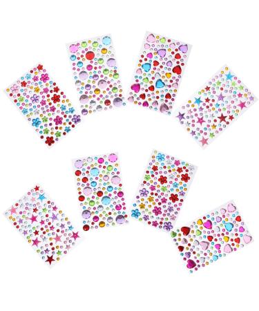SEWACC 8 Sheets Rhinestone Stickers Face Jewels Self Adhesive Stick on Body Crystals Jewels for Makeup Face Gems Stick On Nail Rhinestone Sticker
