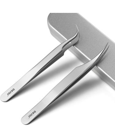 Bezox 2-Piece Stainless Steel Eyelash Extension Tweezers | Straight & Curved Lash Application Tools | Dolphin & Butterfly Design - Buy Online on GoSupps.com