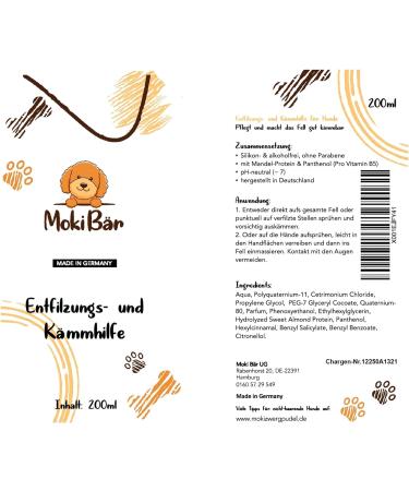 Moki Bear Detangling Spray & Combing Aid for Dogs | 200ml | Easy Coat Care & Combing Solution - Buy Online on GoSupps.com