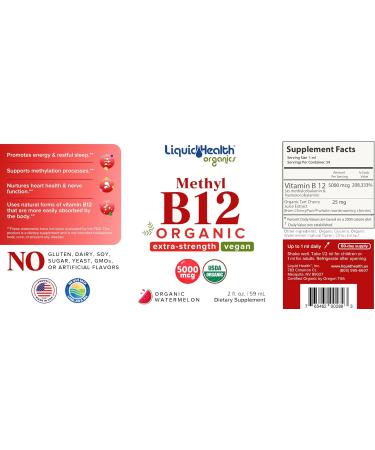 LIQUIDHEALTH Organic Methyl B12 5000mcg Vitamin Drops with Tart Cherry Juice & Sleep Well Melatonin Sleep Aid Drops - Boost Natural Energy Focus Concentration Promote Relaxation Improve Sleep - Buy Online on GoSupps.com