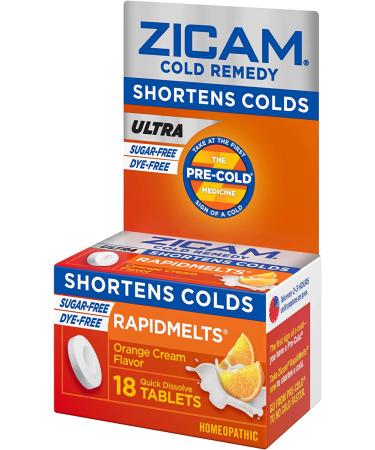 Zicam Ultra Cold Remedy RapidMelts - 18 Quick Dissolve Orange Cream Tablets - Buy Online on GoSupps.com