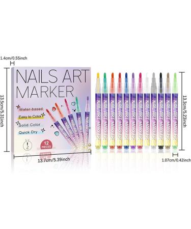 Nail Art Pens - 12 Colors 3D Gel Pen for Nail Art | Toenail Contour Markers for Home Party Wedding Formal Travel Manicure Festival Casual Women's - Buy Online on GoSupps.com