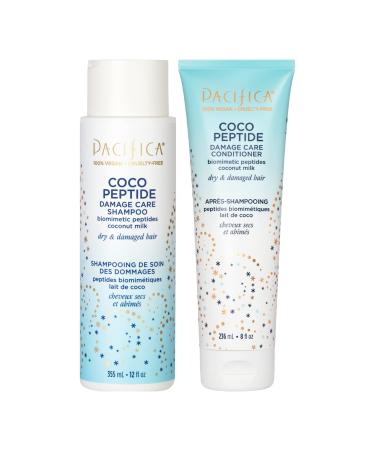 Pacifica Beauty, Coco Peptide Damage Care Shampoo + Conditioner Set, Dry & Damaged Hair, Repair Damage from Bleach, Color, Chemical Services, & Heat, Coconut, Peptide, Treat Split Ends & Breakage - Buy Online on GoSupps.com