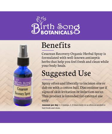 Organic Cesarean Recovery Postpartum Antiseptic Spray - 2oz Bottle by Birth Song Botanicals - Buy Online on GoSupps.com