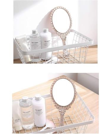 Dzrige Vintage Handheld Mirror with Powder Puff - Pink | Travel Makeup Mirror - Buy Online on GoSupps.com